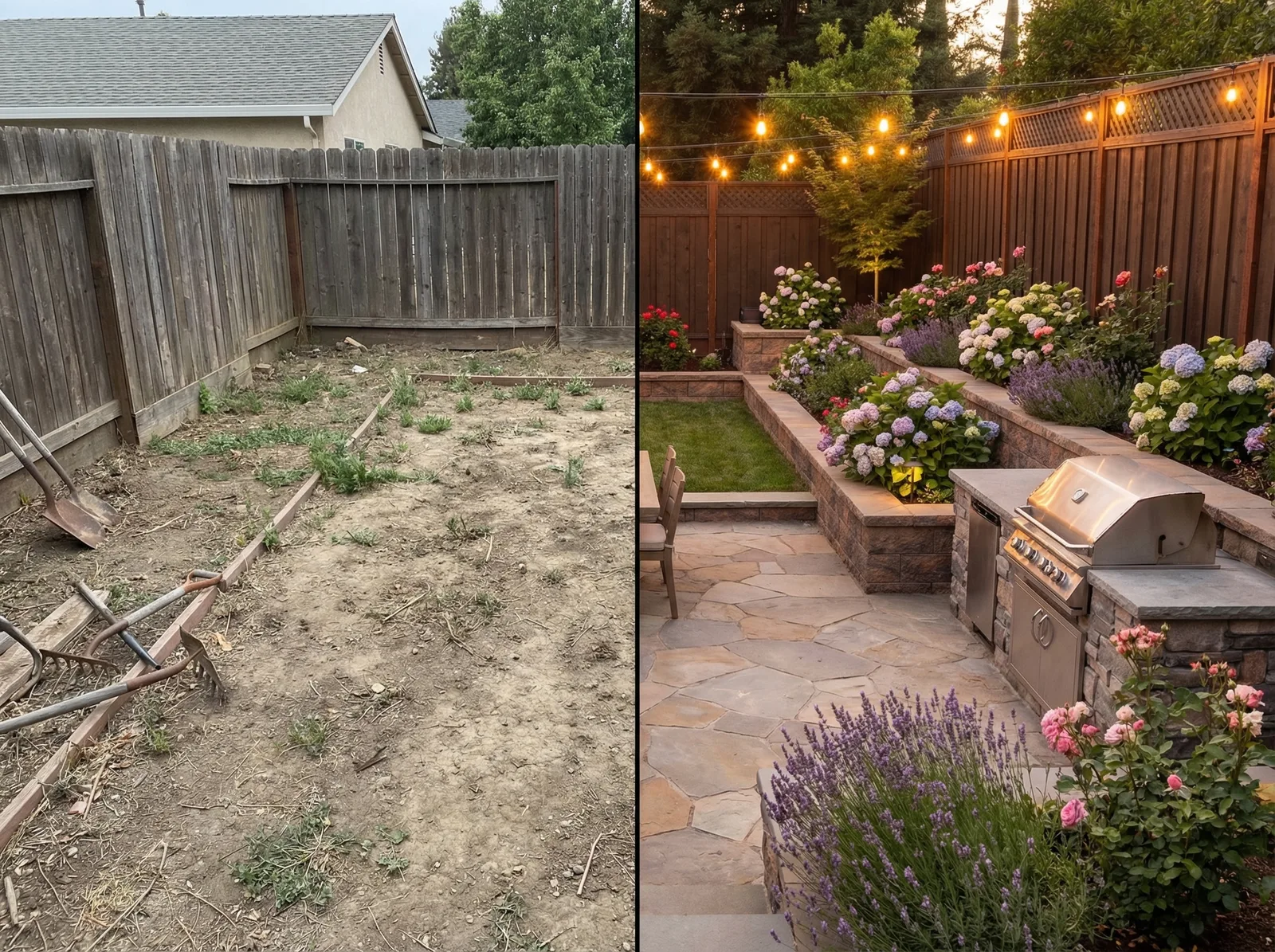 Дизайн двора частного дома с нейросетью RoomGPT