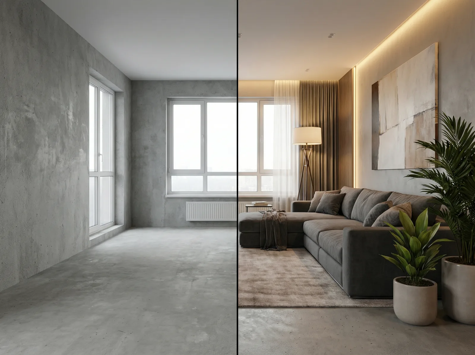 Визуализация гостиной с нейросетью RoomGPT