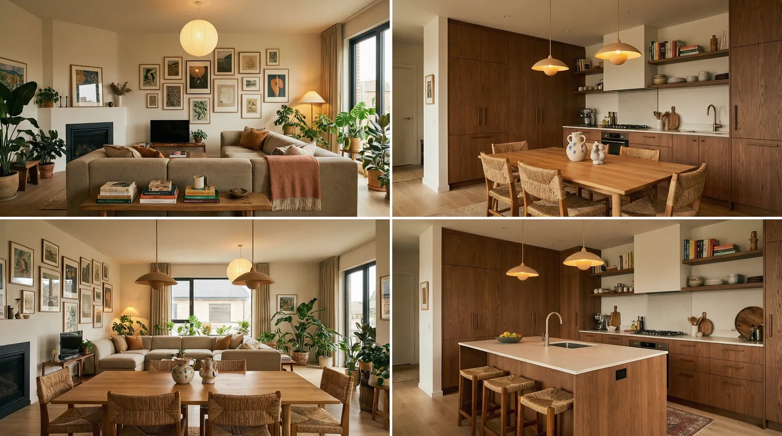 Дизайн квартиры под ключ — гостиная, столовая и кухня в едином стиле