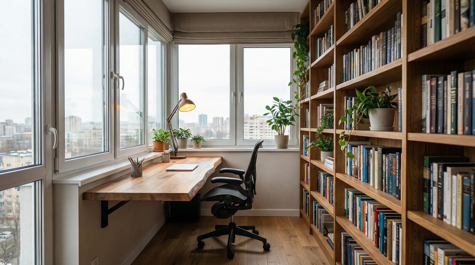 Дизайн лоджии 6 метров с зонированием