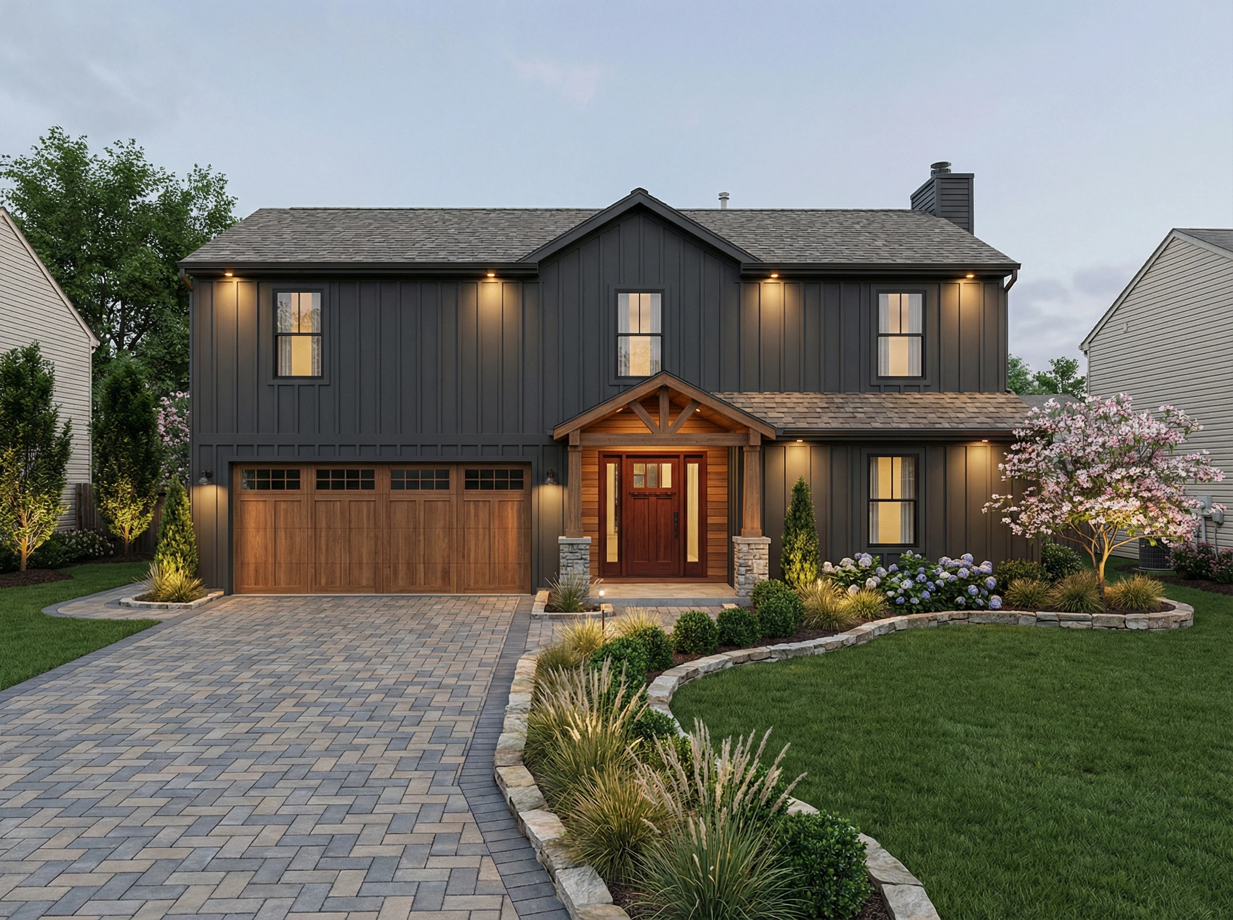 Экстерьер дома после визуализации с ИИ