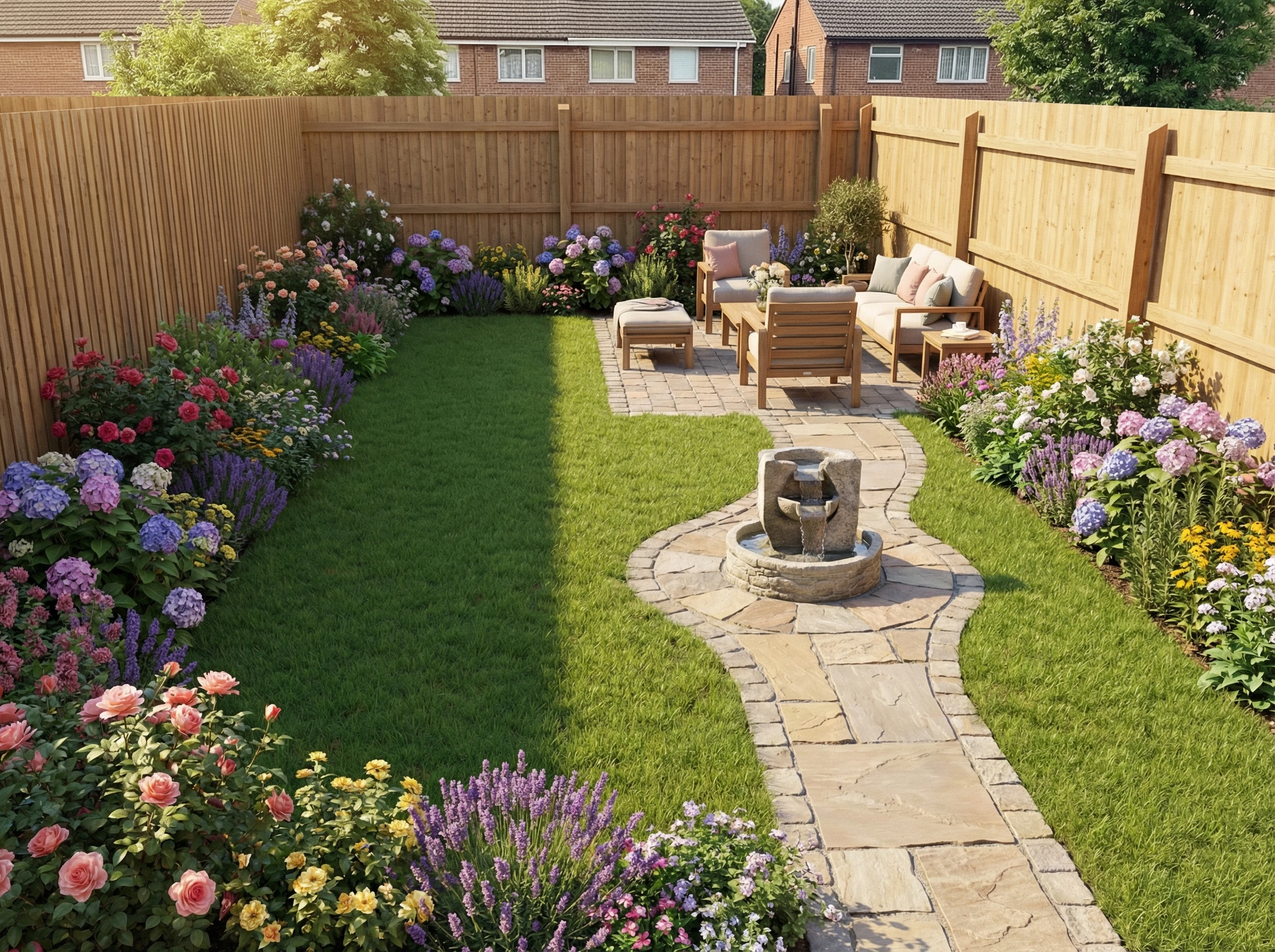 Ландшафтный дизайн участка — пример от нейросети