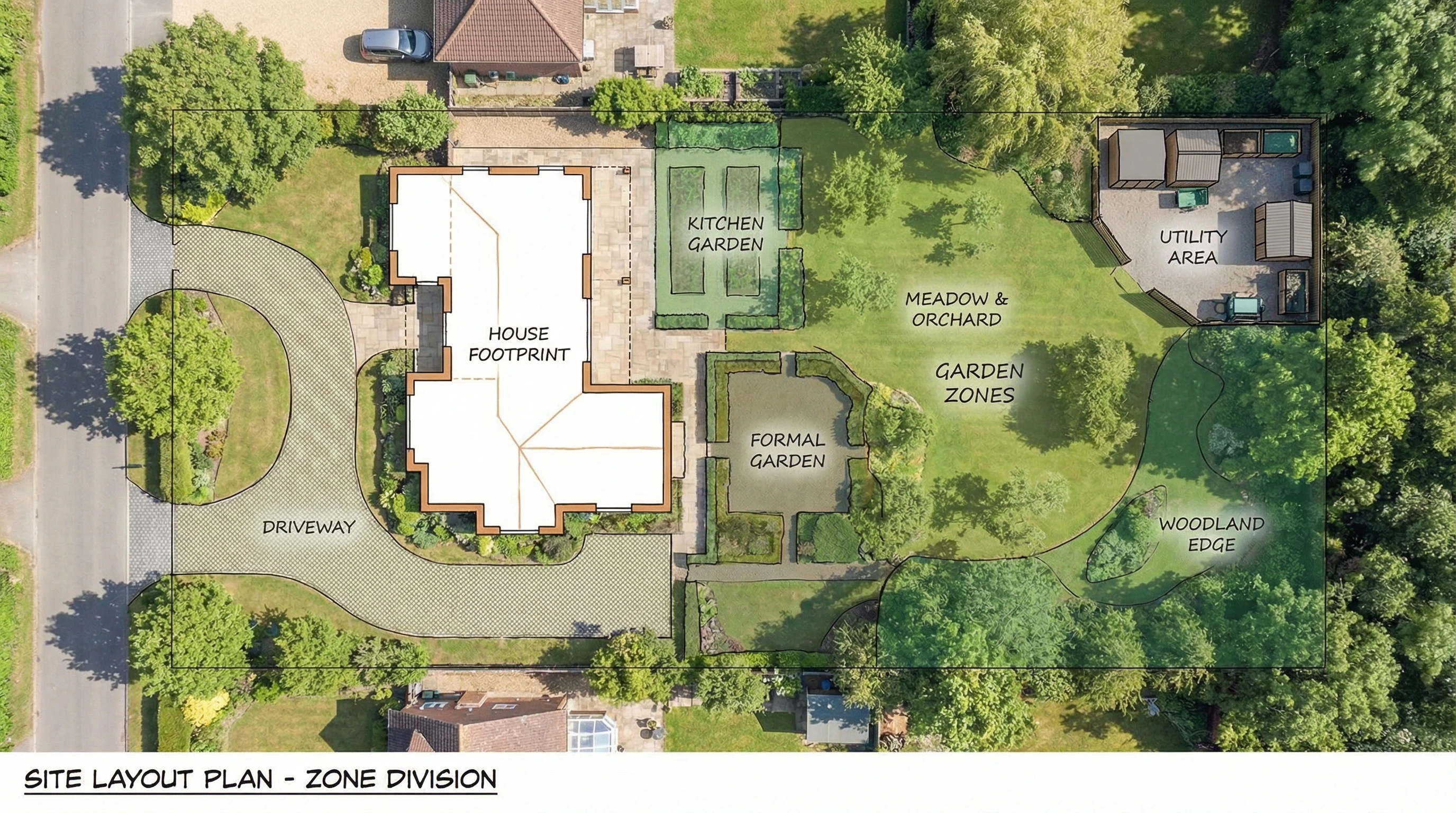 Схема планировки жилого участка с зонами