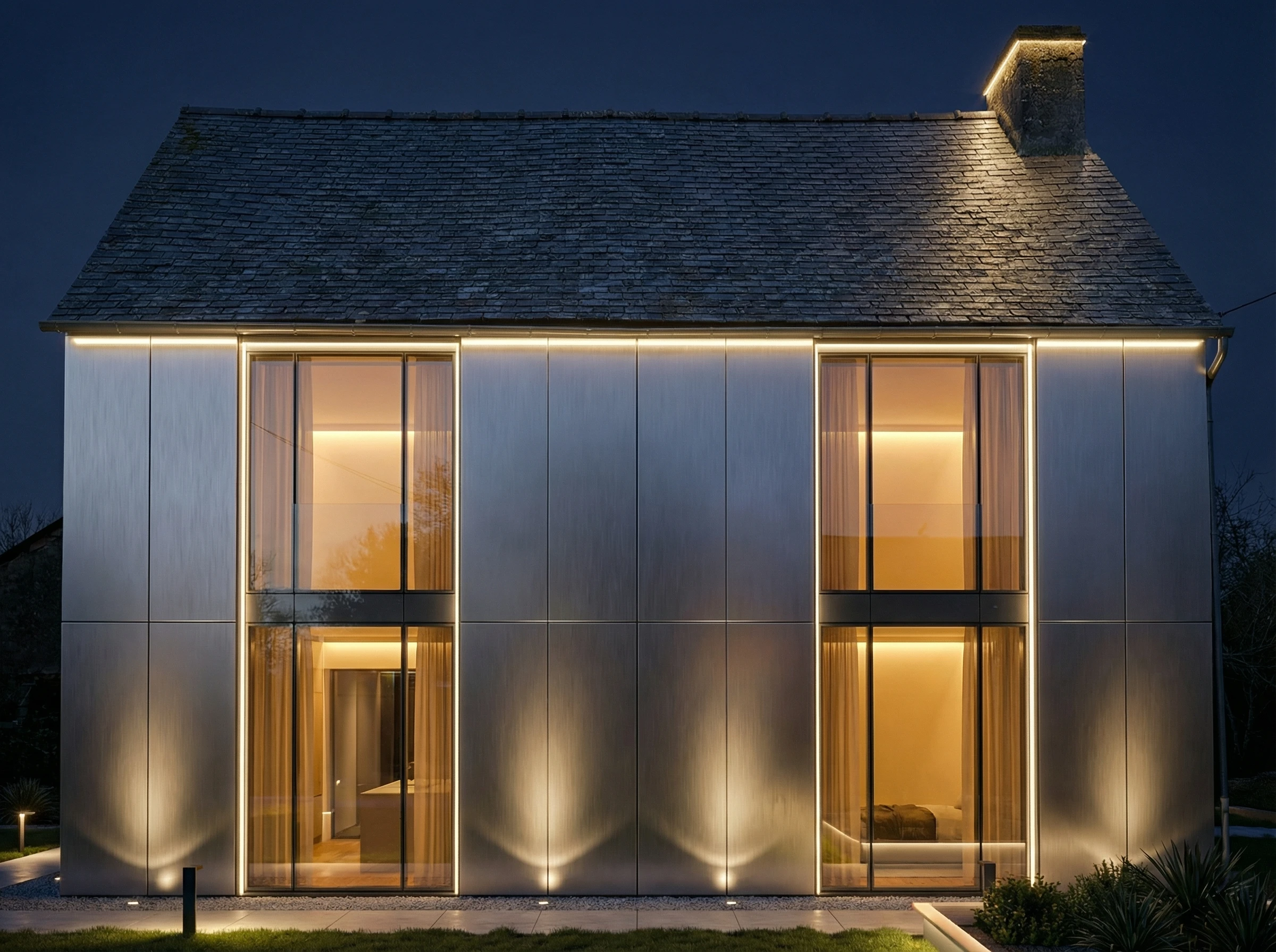 Визуализация фасада дома с нейросетью