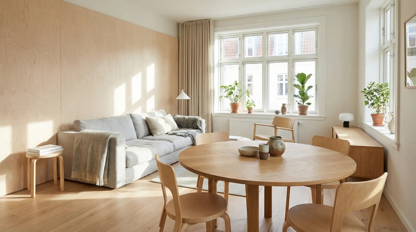 Натуральное дерево в стиле Сканди — пример интерьера | RoomGPT