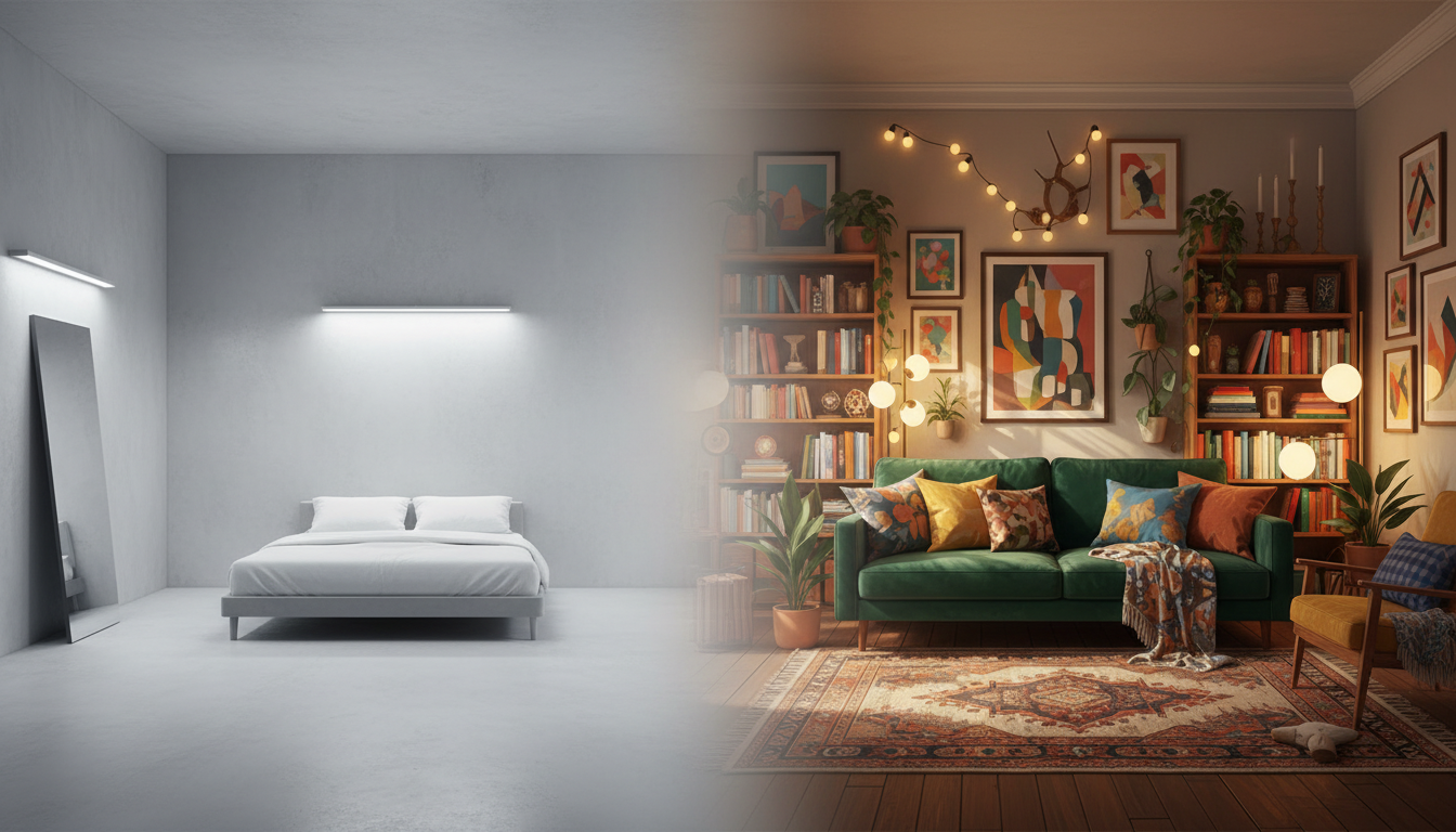 Антитренды интерьера 2026 — сравнение холодного минимализма и тёплой эклектики