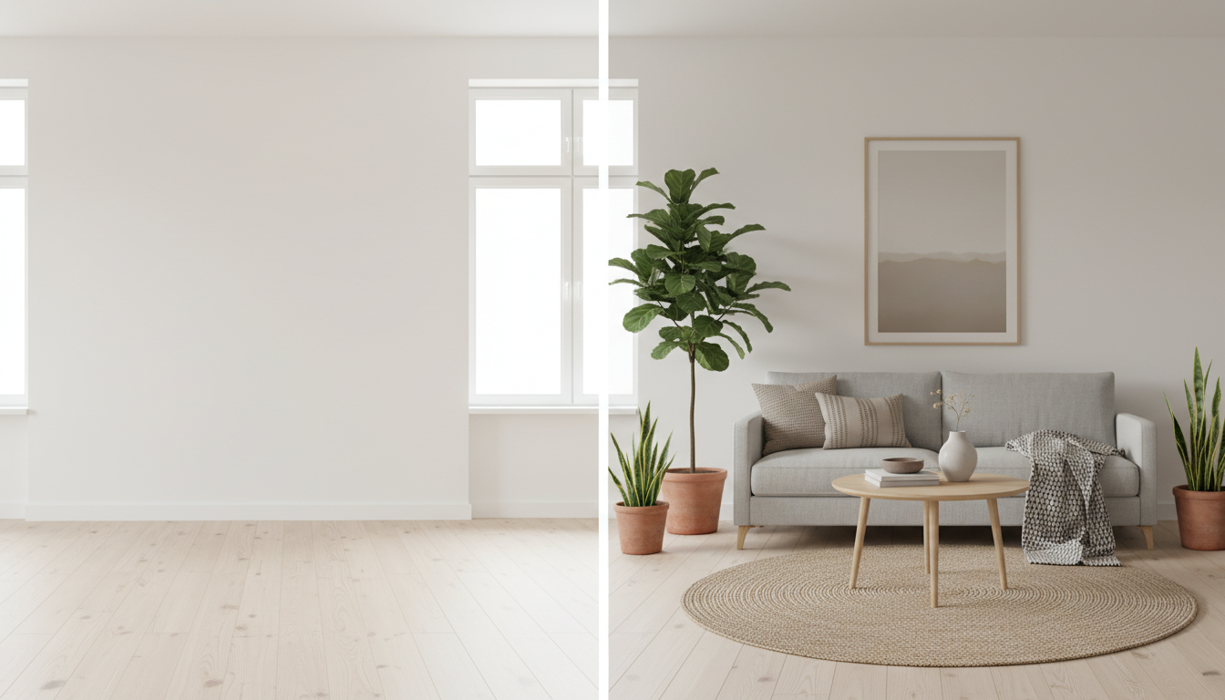 Визуализация дизайна комнаты с помощью ИИ: до и после