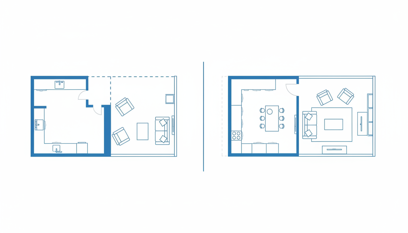 Сравнение раздельной и объединённой кухни-гостиной