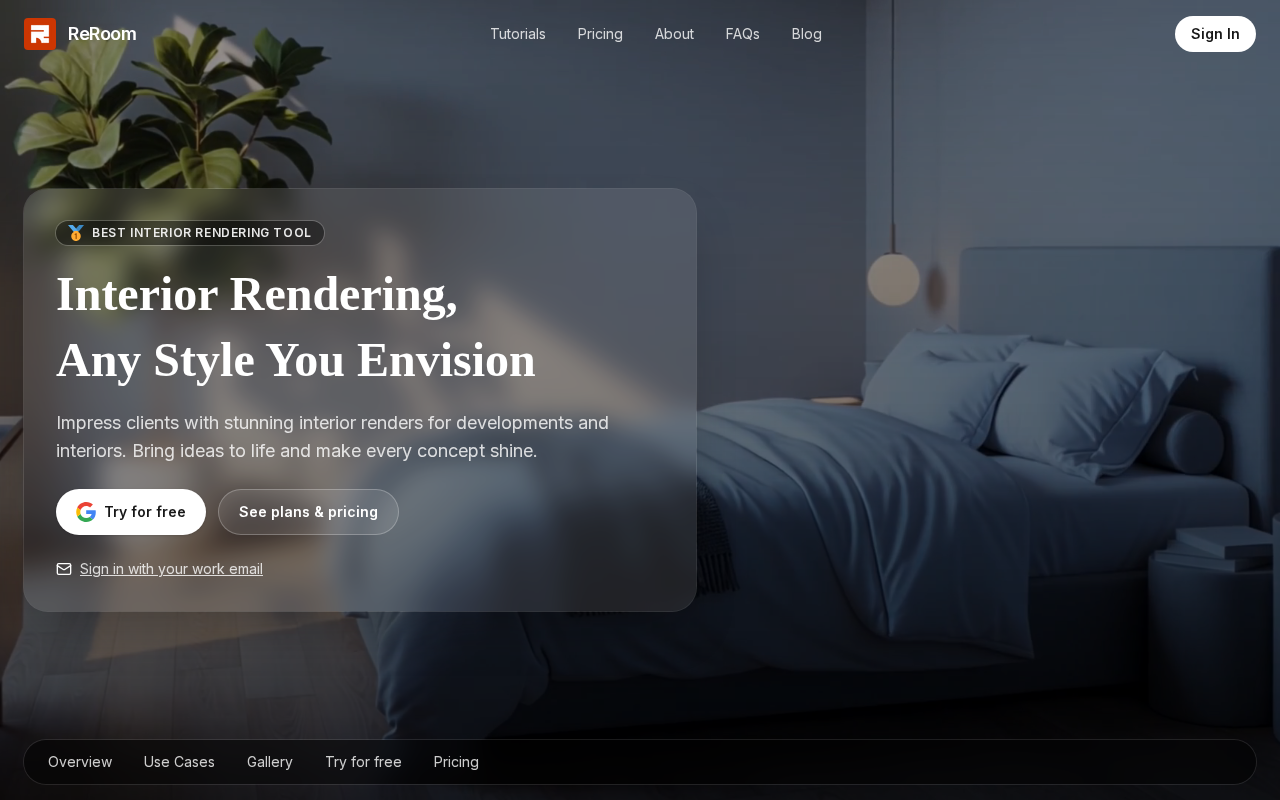 Интерфейс ReRoom AI — сервис для визуализации интерьеров