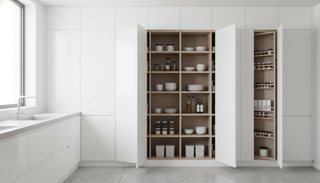 Кухонные шкафы от пола до потолка с выдвижными ящиками — максимум хранения