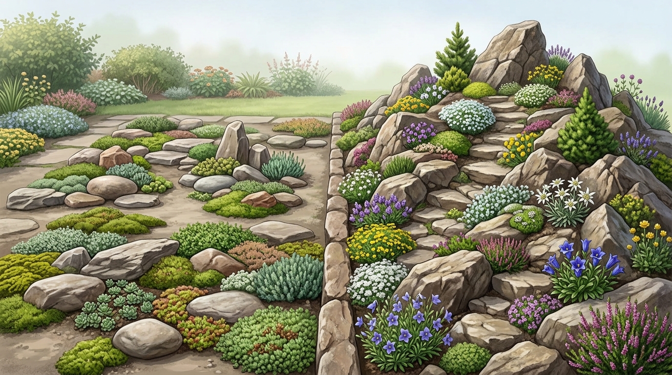 Сравнение рокария и альпинария — два подхода к каменистому саду