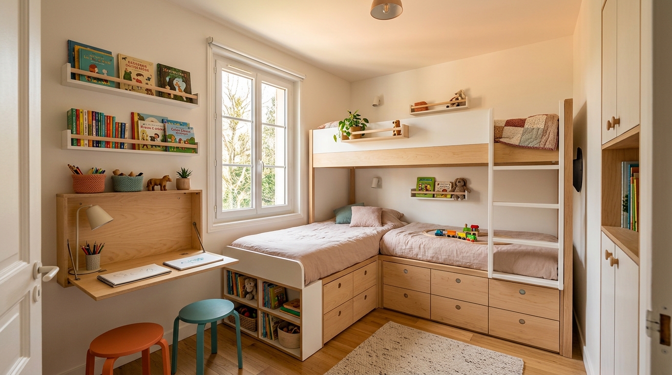 Компактная детская для двоих в маленькой комнате