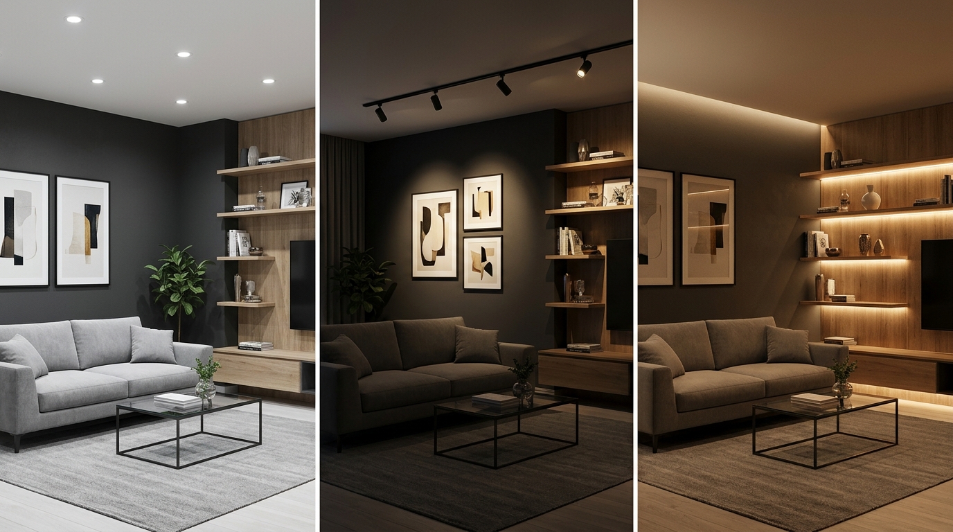 Три типа освещения: общий, направленный и декоративный