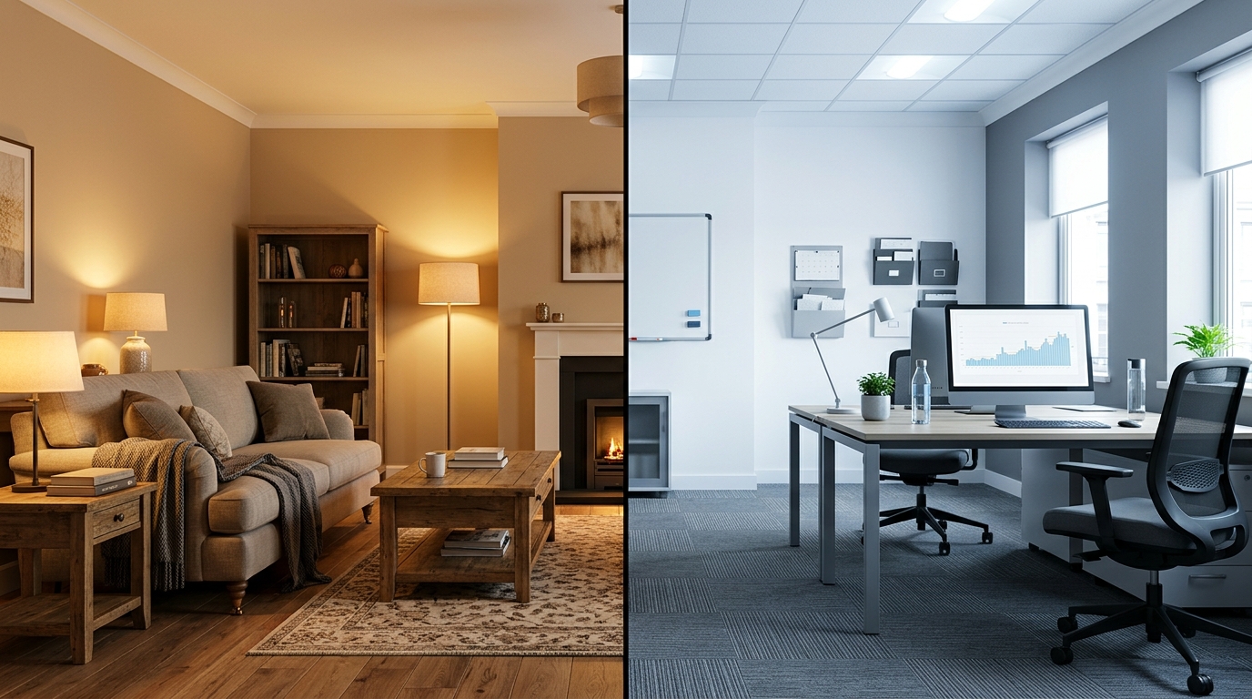 Сравнение тёплого (2700K) и холодного (5000K) освещения