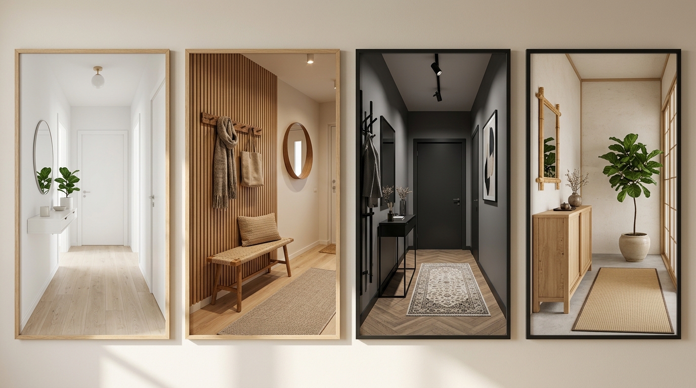 Четыре стиля дизайна маленькой прихожей: минимализм, сканди, контемпорари, джапанди