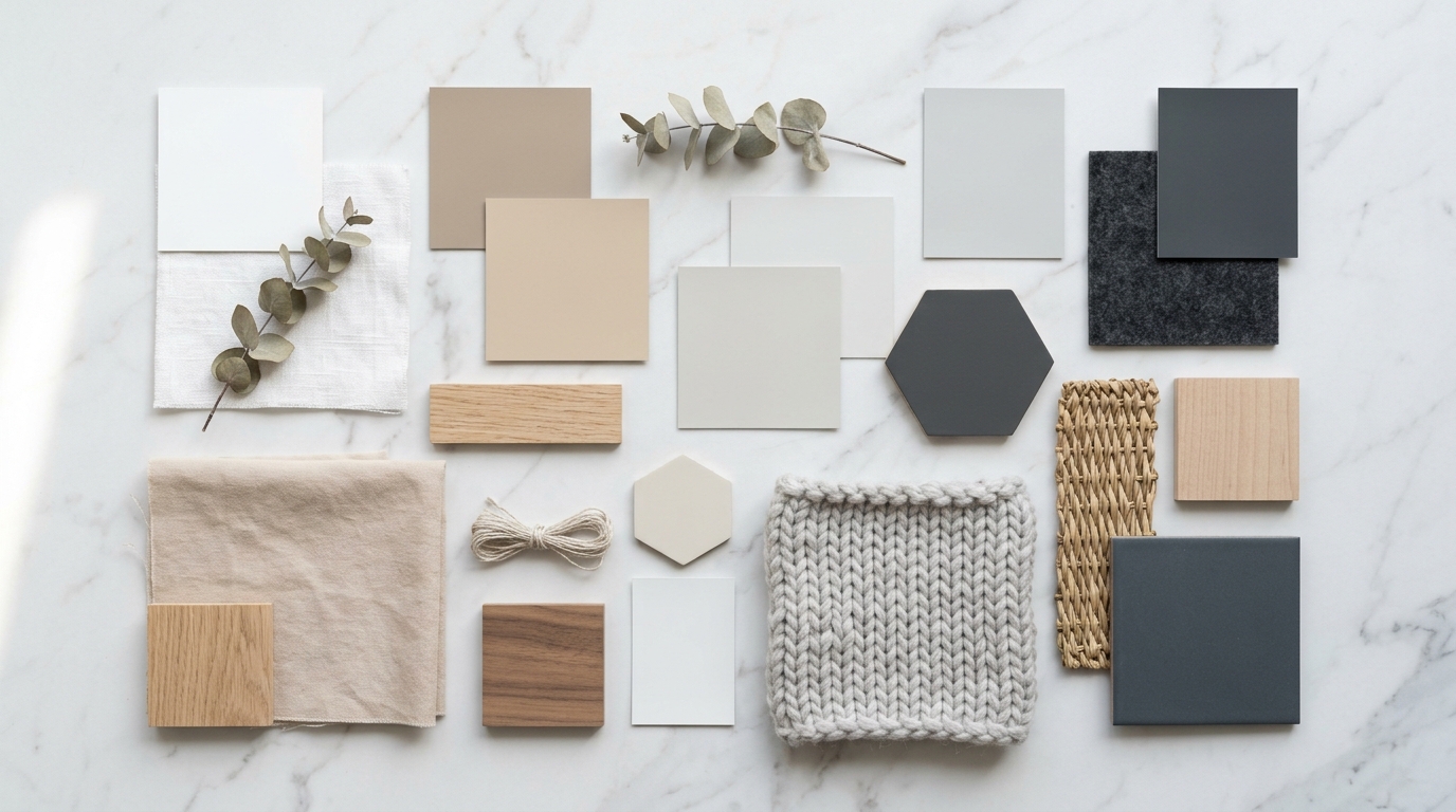 Палитра нейтральных оттенков для спальни в стиле минимализм