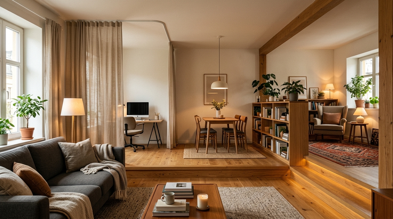 Различные варианты зонирования пространства в современной квартире