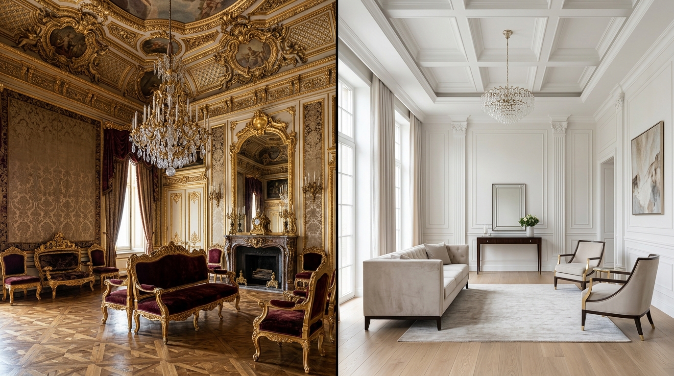 Сравнение традиционного классического интерьера и современного неоклассического
