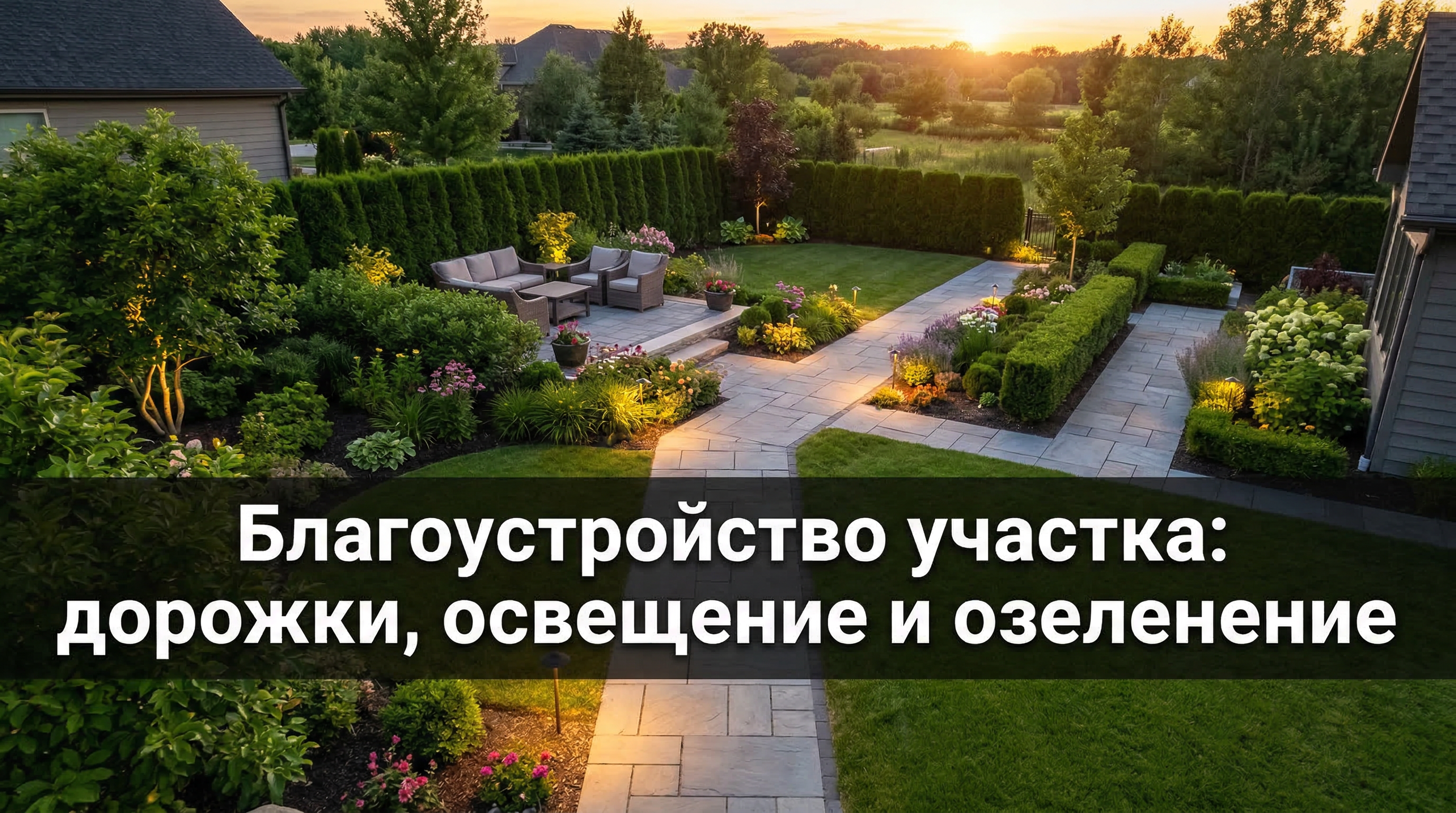 Благоустройство участка: дорожки, освещение и озеленение — пошаговый гайд — блог RoomGPT